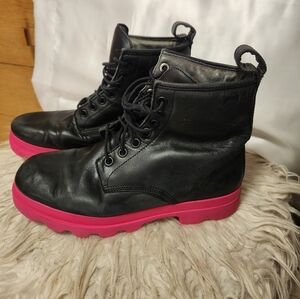 Camper/ Neuman Black and Pink Combat Boots
